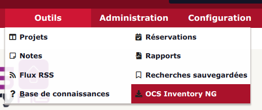 Menu OCSInventory